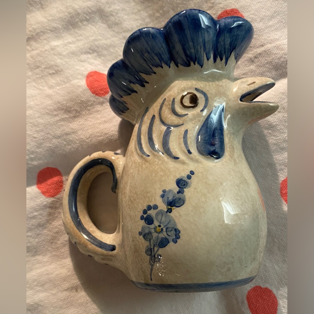 Deruta Italy Vintage. Italian. Rooster Creamer Hand Painted Ceramic. So Cute!